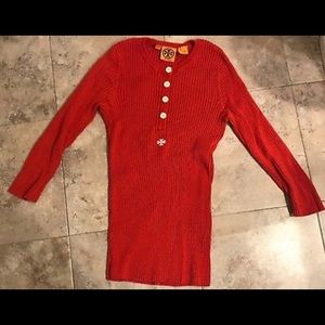 Tory Burch Logo Orange Pullover Sweater Small